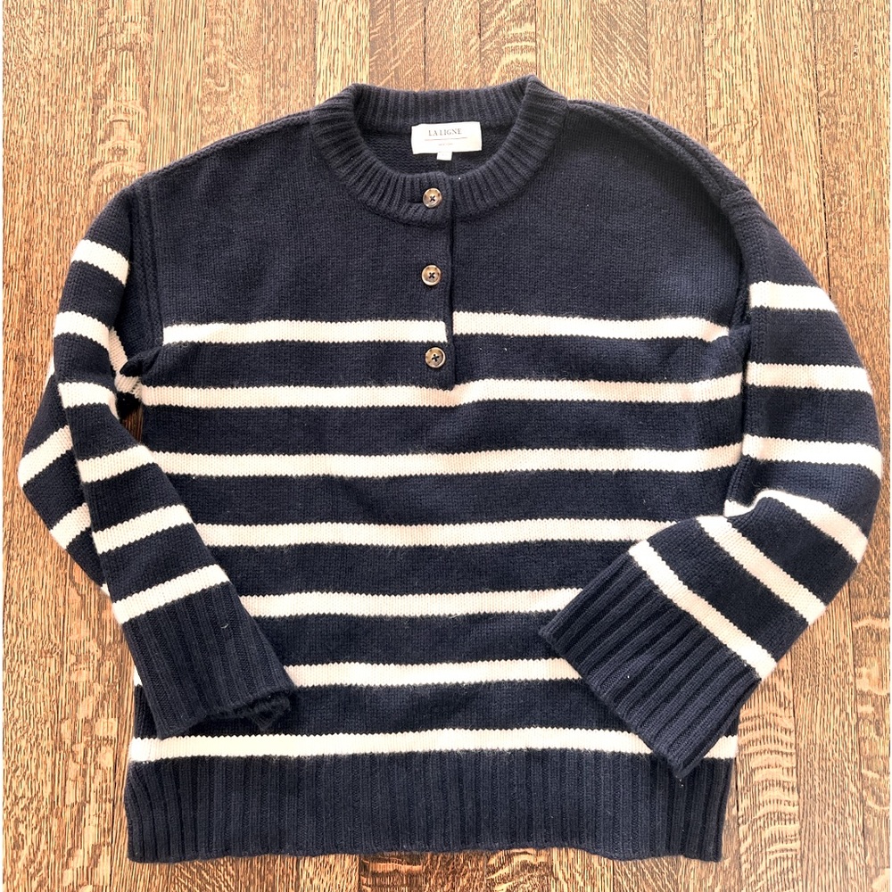 BRAND NEW LA LIGNE NAVY STRIPED VAL SWEATER